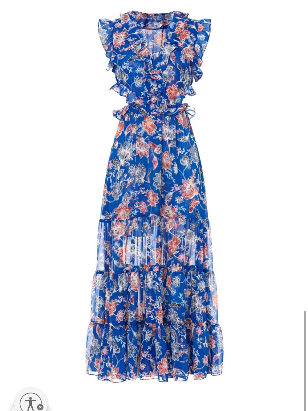 NWT MISA Los Angeles Women's Blue Natasha Cut-Out Ruffled Midi-Dress - Picture 11 of 11